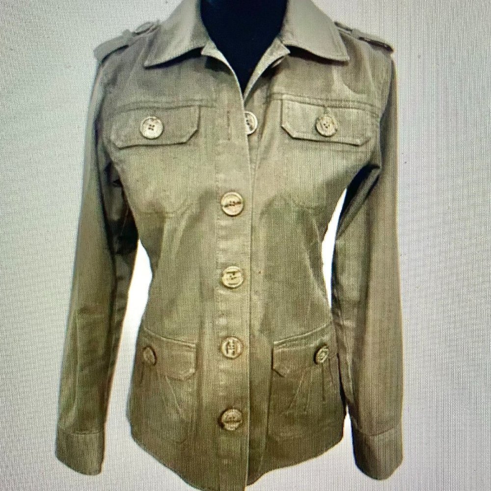 CAbi Military Green Jacket (M) with matching sleeveless top (S)